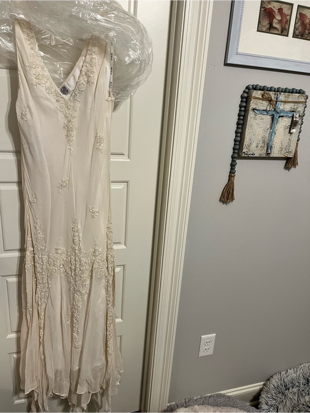 Scala Cream Beaded V-Neck Wedding Dress